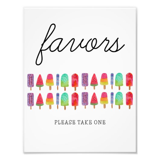 Schattigee Kleurrijke Popsicle Party Favorieten Te Foto Afdruk (Voorkant)