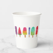 Schattigee kleurrijke popsicle verjaardagsfeestje papieren bekers (Achterkant)
