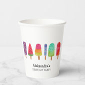 Schattigee kleurrijke popsicle verjaardagsfeestje papieren bekers (Voorkant)