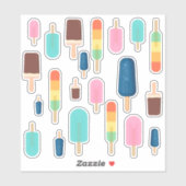 Schattigee Kleurrijke Popsicle Waterdichte Sticker (Vel)