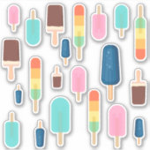 Schattigee Kleurrijke Popsicle Waterdichte Sticker (Voorkant)