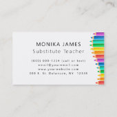 Schattigee kleurrijke potloden substituut docent visitekaartje (Achterkant)