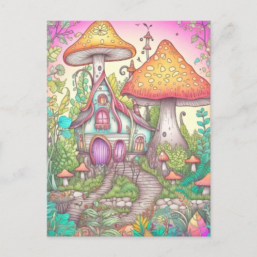 Schattigee kleurrijke psychedelische paddestoelen briefkaart (Voorkant)