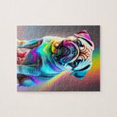 Schattigee kleurrijke pug legpuzzel (Horizontaal)