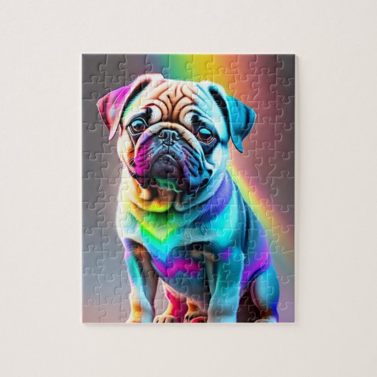 Schattigee kleurrijke pug legpuzzel (Verticaal)
