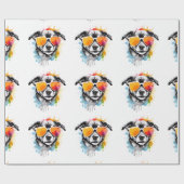 Schattigee kleurrijke Puppy met zonnebril splash Cadeaupapier (Vlak)