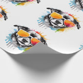 Schattigee kleurrijke Puppy met zonnebril splash Cadeaupapier (Hoek)