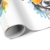 Schattigee kleurrijke Puppy met zonnebril splash Cadeaupapier (Rol Hoek)