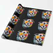 Schattigee kleurrijke Puppy met zonnebril splash Cadeaupapier (Uitgerold)