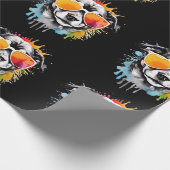 Schattigee kleurrijke Puppy met zonnebril splash Cadeaupapier (Hoek)