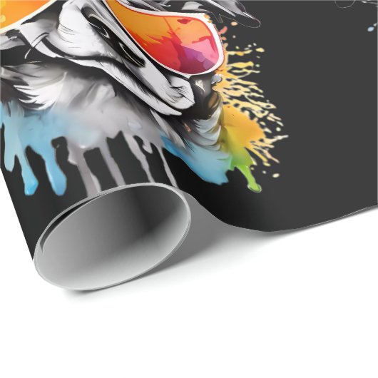 Schattigee kleurrijke Puppy met zonnebril splash Cadeaupapier (Rol Hoek)