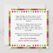 Schattigee Kleurrijke Pygmee Hippo Leraar Waarderi Feestdagenkaart (Achterkant)