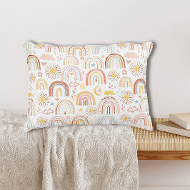 Schattigee Kleurrijke Regenbogen en Daisy Flowers  Accent Kussen