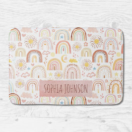 Schattigee Kleurrijke Regenbogen en Daisy Flowers  Badmat