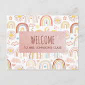 Schattigee Kleurrijke Regenbogen en Daisy Flowers Briefkaart (Voorkant)