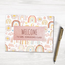 Schattigee Kleurrijke Regenbogen en Daisy Flowers Briefkaart