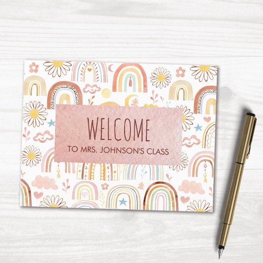 Schattigee Kleurrijke Regenbogen en Daisy Flowers Briefkaart