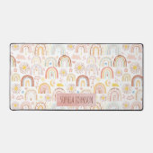 Schattigee Kleurrijke Regenbogen en Daisy Flowers Bureaumat (Voorkant)