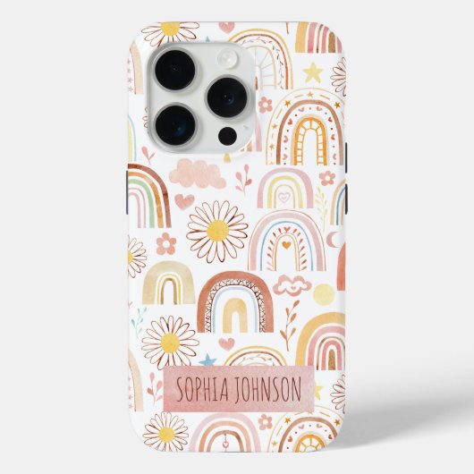 Schattigee Kleurrijke Regenbogen en Daisy Flowers  Case-Mate iPhone Case (Achterkant)
