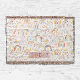 Schattigee Kleurrijke Regenbogen en Daisy Flowers  Deken