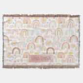 Schattigee Kleurrijke Regenbogen en Daisy Flowers  Deken (Voorkant)