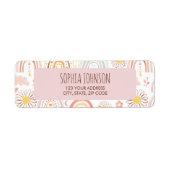 Schattigee Kleurrijke Regenbogen en Daisy Flowers  Etiket (Voorkant)