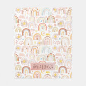 Schattigee Kleurrijke Regenbogen en Daisy Flowers Fleece Deken (Voorkant)
