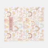 Schattigee Kleurrijke Regenbogen en Daisy Flowers Fleece Deken (Voorkant (Horizontaal))
