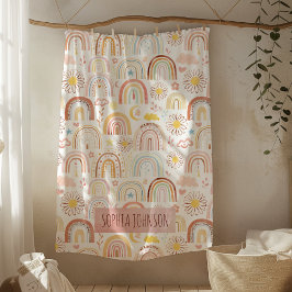 Schattigee Kleurrijke Regenbogen en Daisy Flowers  Fleece Deken