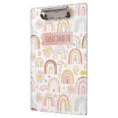 Schattigee Kleurrijke Regenbogen en Daisy Flowers  Klembord (Links)