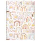 Schattigee Kleurrijke Regenbogen en Daisy Flowers  Klembord (Achterkant)