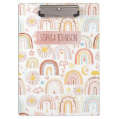 Schattigee Kleurrijke Regenbogen en Daisy Flowers  Klembord (Voorkant)