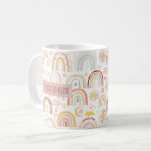 Schattigee Kleurrijke Regenbogen en Daisy Flowers  Koffiemok (Voorkant links)