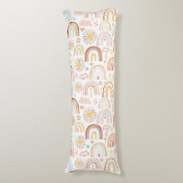 Schattigee Kleurrijke Regenbogen en Daisy Flowers  Lichaamskussen