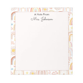 Schattigee Kleurrijke Regenbogen en Daisy Flowers Notitieblok