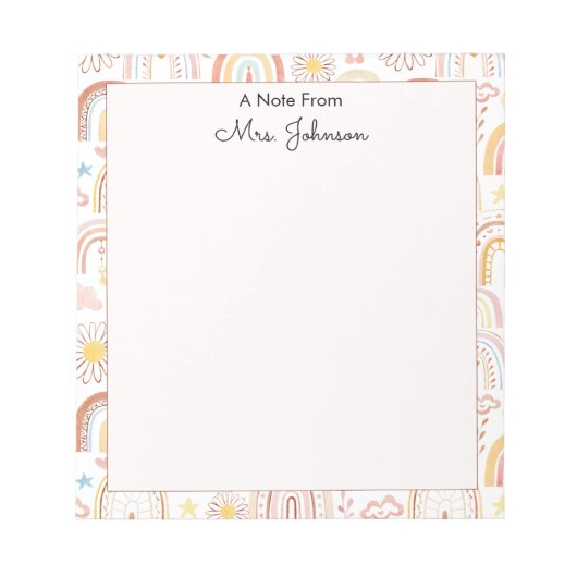 Schattigee Kleurrijke Regenbogen en Daisy Flowers  Notitieblok (Voorkant)