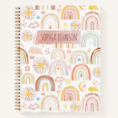 Schattigee Kleurrijke Regenbogen en Daisy Flowers Notitieboek (Voorkant)
