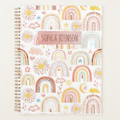 Schattigee Kleurrijke Regenbogen en Daisy Flowers  Planner (Voorkant)
