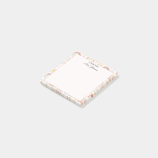 Schattigee Kleurrijke Regenbogen en Daisy Flowers  Post-it® Notes (Schuin)