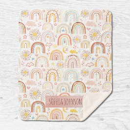 Schattigee Kleurrijke Regenbogen en Daisy Flowers  Sherpa Deken