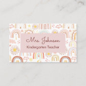 Schattigee Kleurrijke Regenbogen en Daisy Flowers  Visitekaartje (Voorkant)