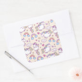 Schattigee & Kleurrijke Regenbogen en Eenhoorns St Vierkante Sticker (Envelop)