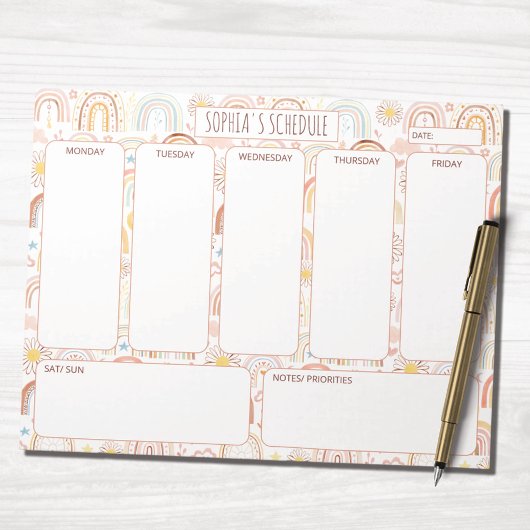 Schattigee kleurrijke regenboog Abstract weekschem Notitieblok