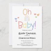 Schattigee kleurrijke regenboog Baby shower uitnod Kaart (Voorkant)