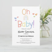Schattigee kleurrijke regenboog Baby shower uitnod Kaart (Staand voorkant)