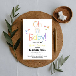 Schattigee kleurrijke regenboog Baby shower uitnod Kaart