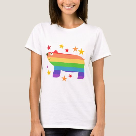Schattigee Kleurrijke Regenboog Beer Icon Logo Des T-shirt (Voorkant)