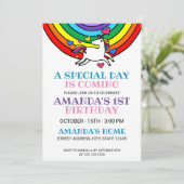 Schattigee Kleurrijke Regenboog Eenhoorn 1e Verjaa Kaart (Staand voorkant)