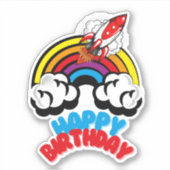Schattigee Kleurrijke Regenboog en Rocket Kids Ver Sticker (Voorkant)