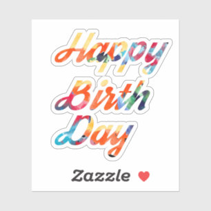 Schattigee kleurrijke regenboog Happy Birthday Sticker